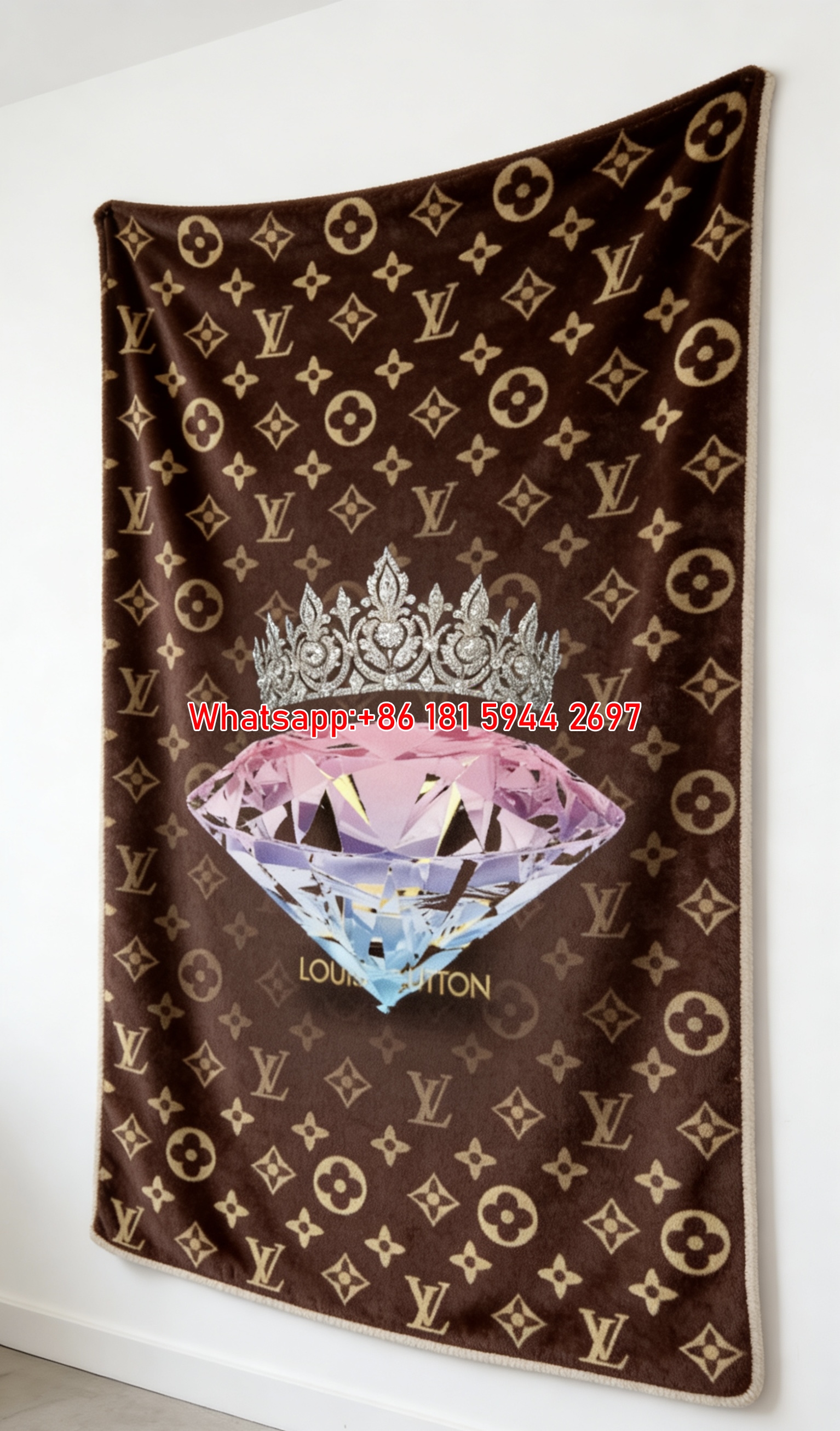 LV Monogram Crown Diamond Throw Blanket 429